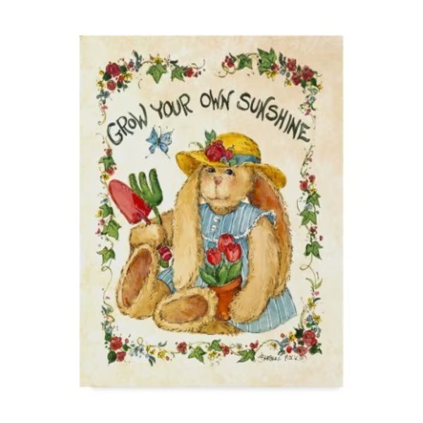 Barbara Mock ' Gardening Bunny' Canvas Art, 18x24, Trademark Fine Art, Mfr#: ALI39146-C1824GG